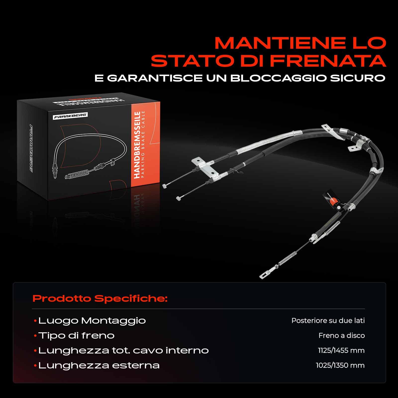 Frankberg Cavo freno a mano Cavi freno a mano Posteriore Compatibile con Rexton/Rexton II GAB 2.7 XDi 2.7 D 4x4 2.7 XDi 4x4 2.9 TD 2.3 RX230 4x4 3.2 RX320 4x4 2002-2025 Replace# K17448,4901008101