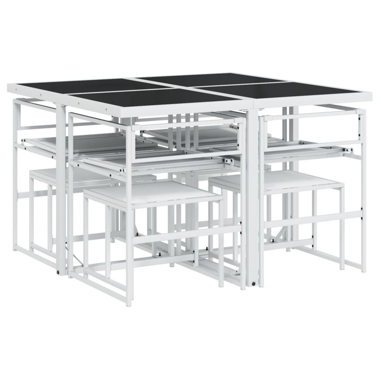 ShGaxin 3295113 - Set da pranzo da giardino con cuscini in textilene bianco, set tavolo e sedie da giardino, tavolo da terrazza all'aperto e sedie, set da giardino, mobili da esterno