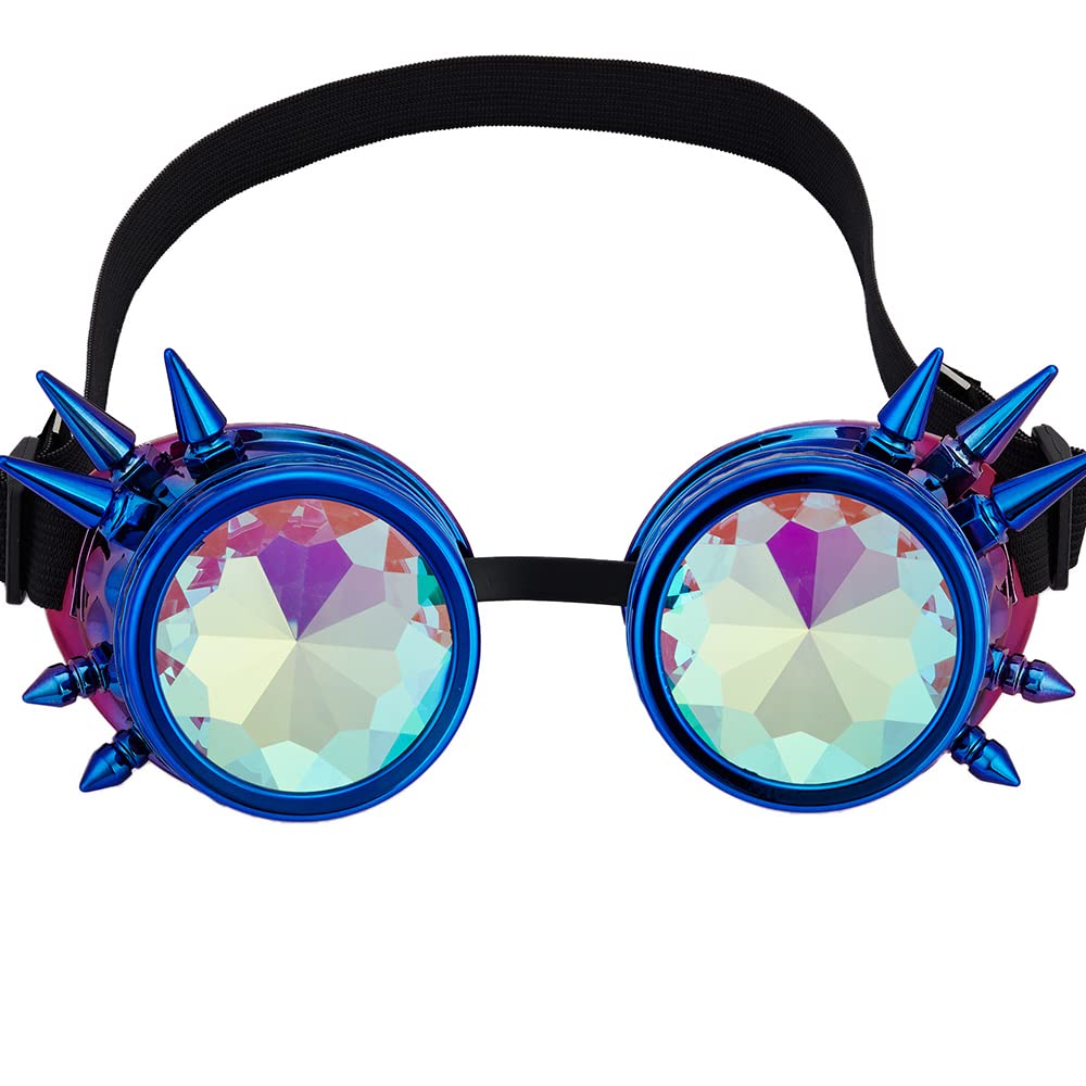 OMGREAT Kaleidoscope Glasses for Raves Steampunk Goggles with Rainbow Prism Diffraction Crystal Lenses