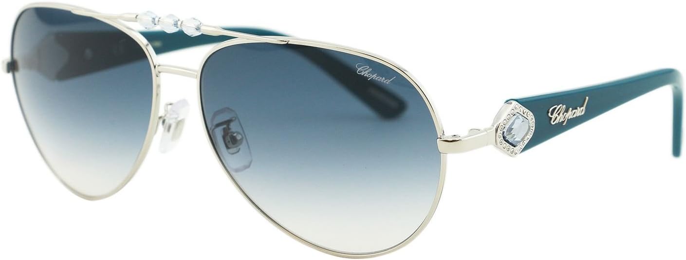 Chopard Aviator Sunglasses SCH997S 0579 Palladium/Turquoise 997