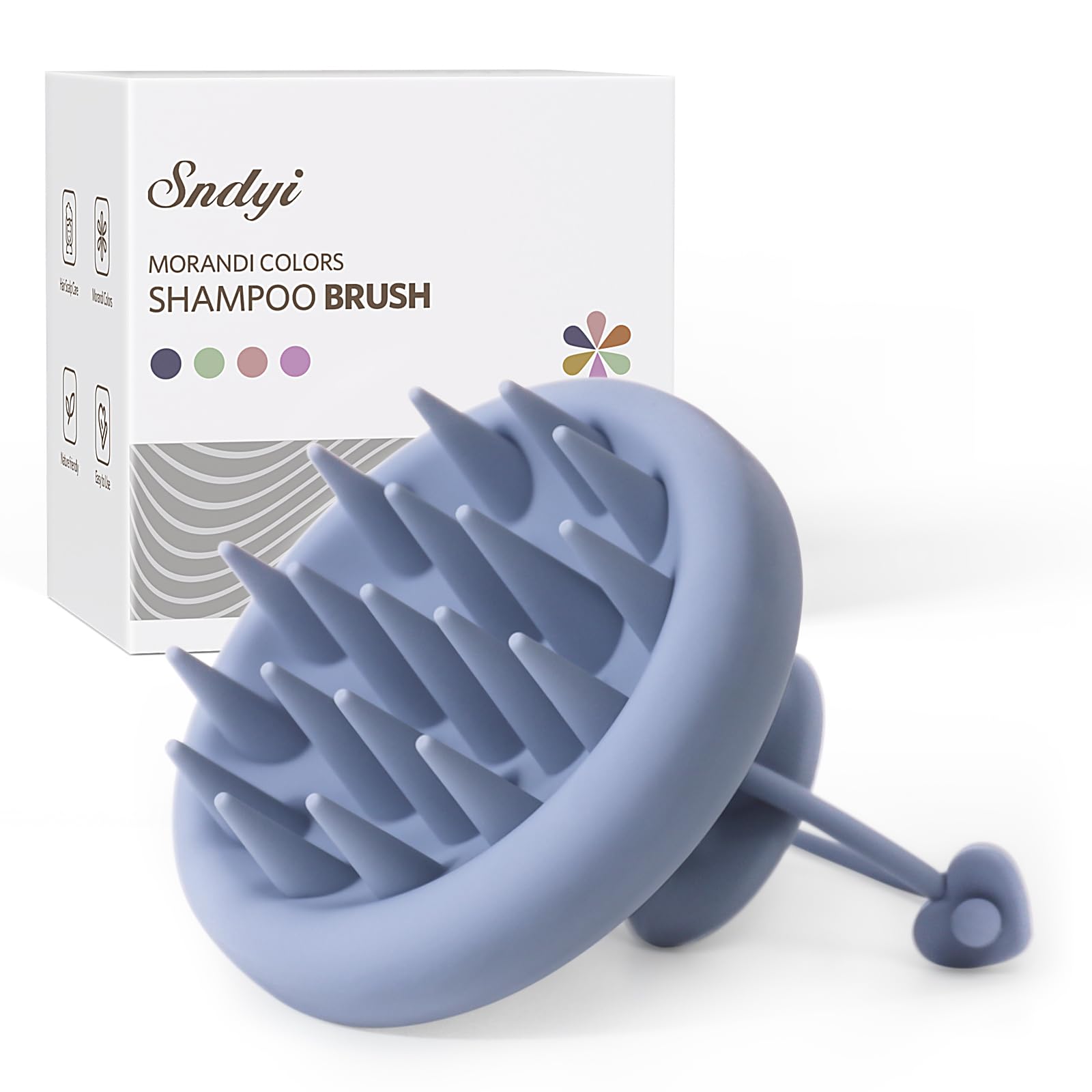 Sndyi Cepillo Masajeador Cuero Cabelludo [Mojado & Seco] - para Champú con Cerdas Suaves de Silicona, para Eliminar la Caspa y Hacer Crecer el Cabello, Blue