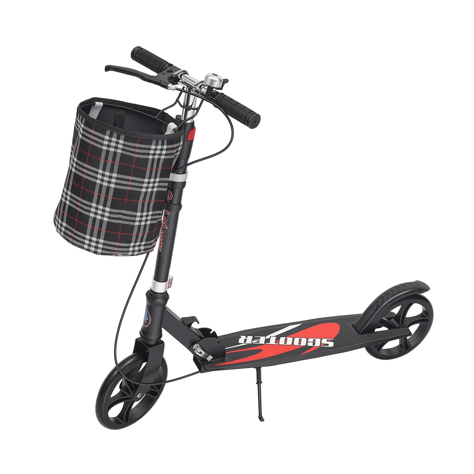 Trottinette pliante, trottinette de ville pour enfants avec panier, trottinette de travail | Trottinette pliable à deux roues pour la ville et le travail, hauteur réglable à 4 niveaux, pour adultes et enfants