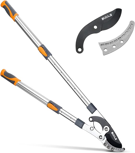 AIRAJ AIRAJ Teleskop-Astschere 70–103 cm, robuste Astschere mit Ersatzklingen, SK-5-Stahlklinge und Teflonbeschichtung, sechsfach verstellbarer Griff, professionelle Baumschere — Astscheren