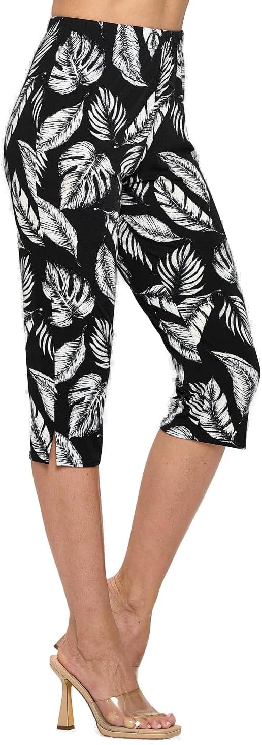 Jostar Stretchy Tank Capri Pant Set Print-9002BN-TRP1-W388 Black