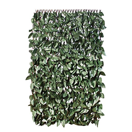 GardenKraft 26140 2 x 1 m Dark Ivy Leaf Expandable Artificial Willow Fence Panel Screening Privacy Hedging Landscaping Green Garden