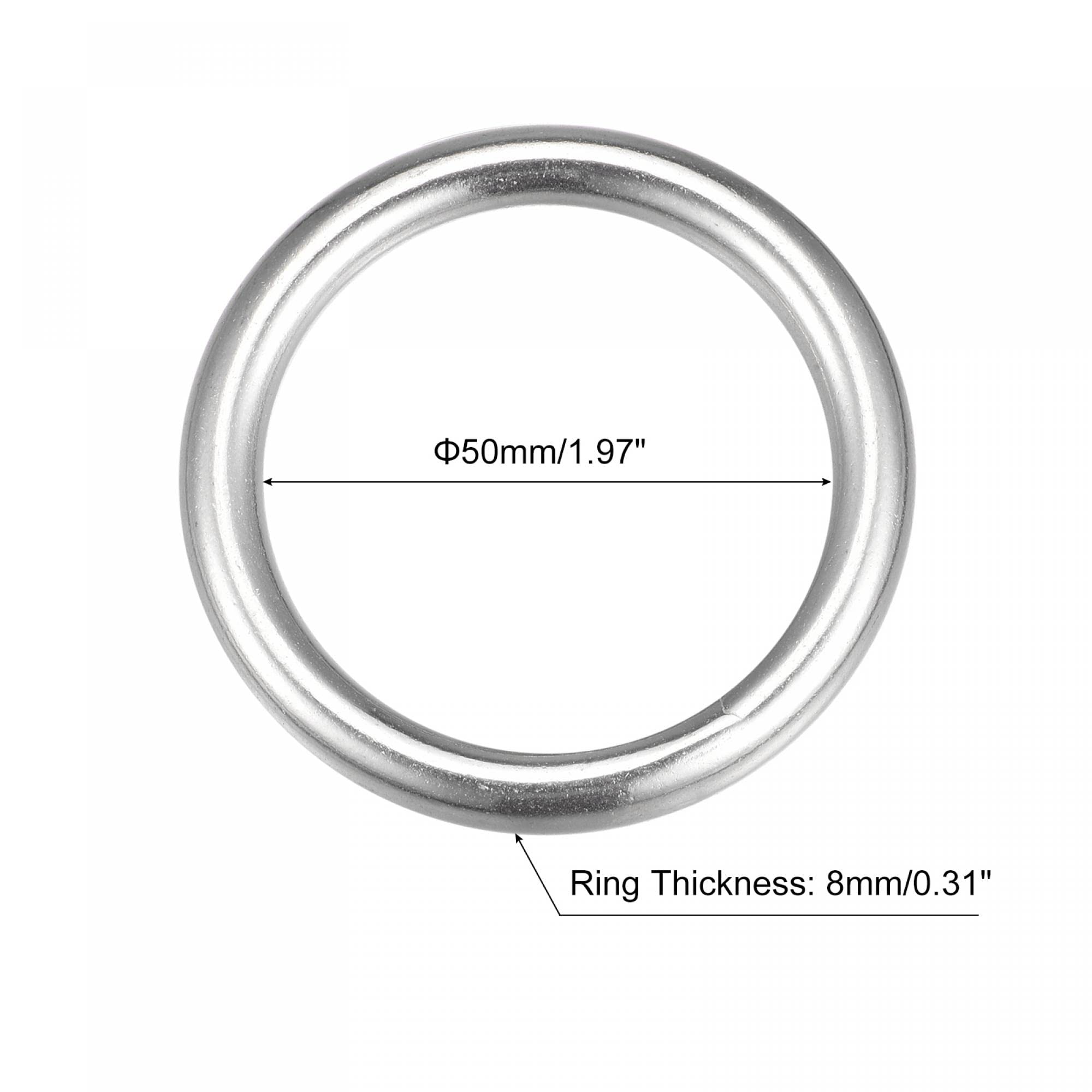 sourcing map Anneau Soudé Inox Acier 316 Rond 50mm ID 8mm Épais 3pcs