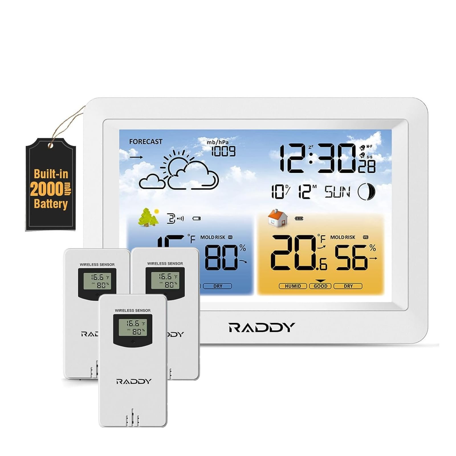 Amazon.com: Raddy WM6 Weather Station Wireless Indoor Outdoor