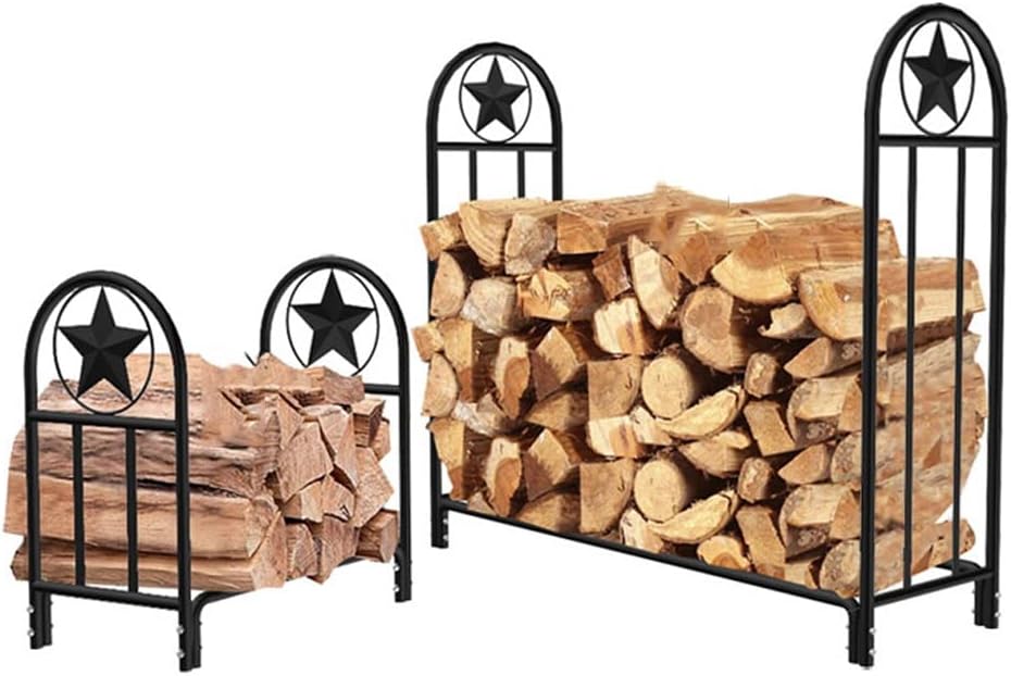 Firewood Storage Rack Drop Wire Art Metal Firewood Rack Fireplace Decoration Firewood Shelf Home Living Room Outdoor 120 * 35 * 112cm Black,Black-120 * 35 * 112cm