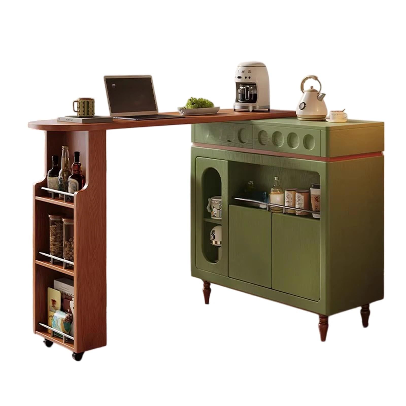 Zf9tBw5sH Unidad de Isla de Cocina Aparador Extensible con Isla de Bar Mesa Deslizante y Estante Almacenamiento