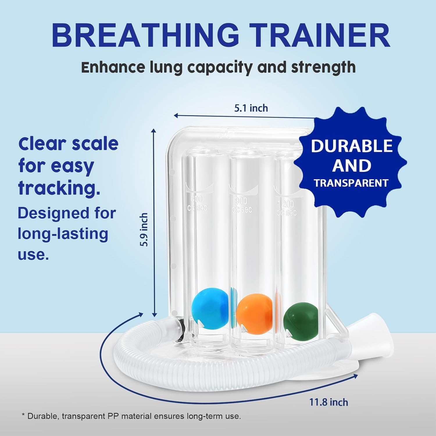 Aika 3 Ball Spirometer Lung Exerciser | Incentive Spirometer for Adults | Breathing Exercise Machine for Lung Capacity | Respirometer for Deep Breathing, COPD, Recovery & Respiratory Training 2