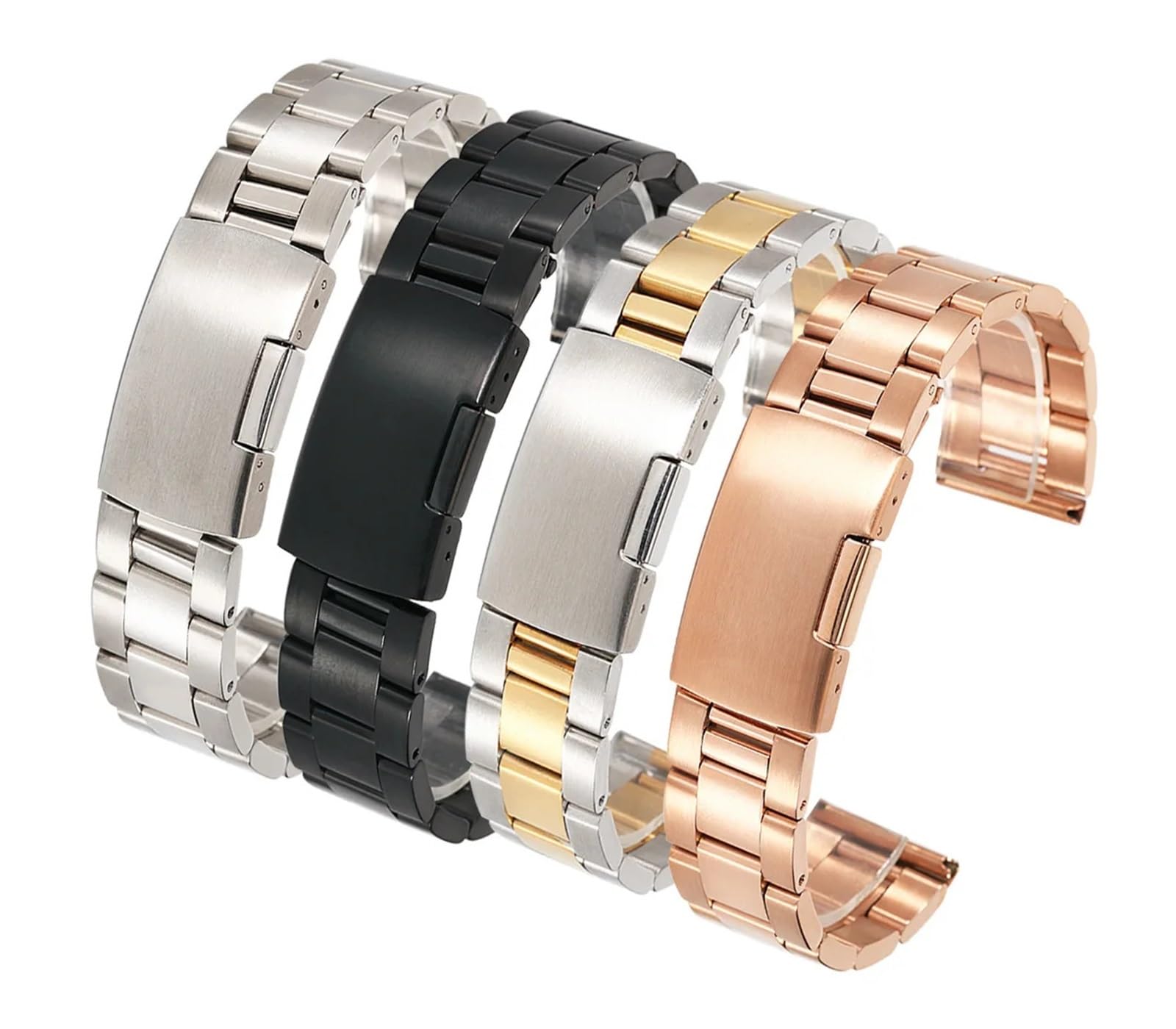 HMFANG Bracelet De Montre En Acier Inoxydable 18 Mm, 20 Mm, 22 Mm, 24 Mm, 26 Mm, 28 Mm, 30 Mm, Boucle Déployante, Bracelet De Rechange For Montre-bracelet For Hommes, Accessoires
