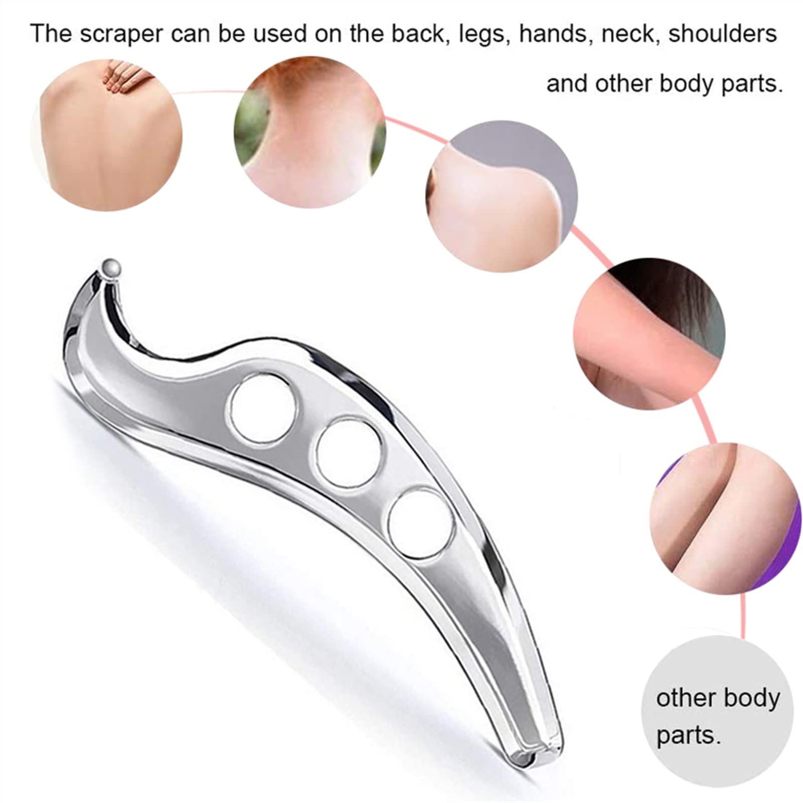 BAWHO Herramienta Gua Sha, Herramientas de Masaje de raspado Manual de Acero Inoxidable, Terapia física, Alivio del Dolor, liberación miofascial, movilización de Tejidos, 1 Uds.