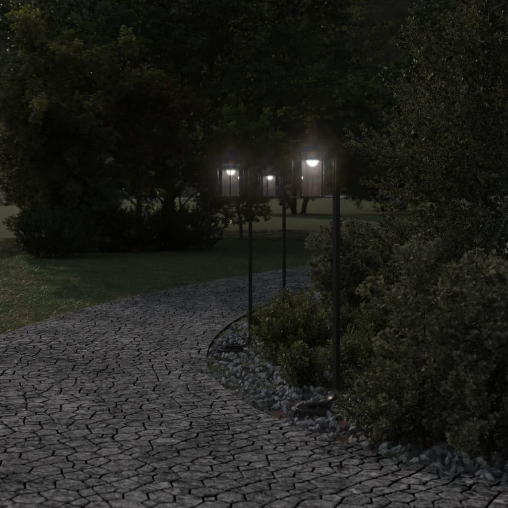 Zewnętrzne lampy podłogowe 3 szt. Czarna stal nierdzewna 100 cm
