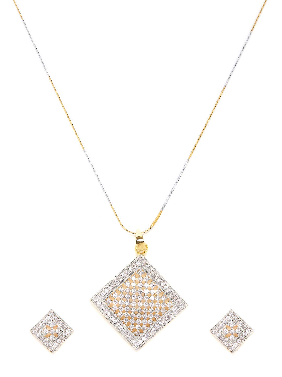 panash Gold plated CZ American Diamonds Stone-studded Pendant Set with Chain for Women and Girls-picture-14