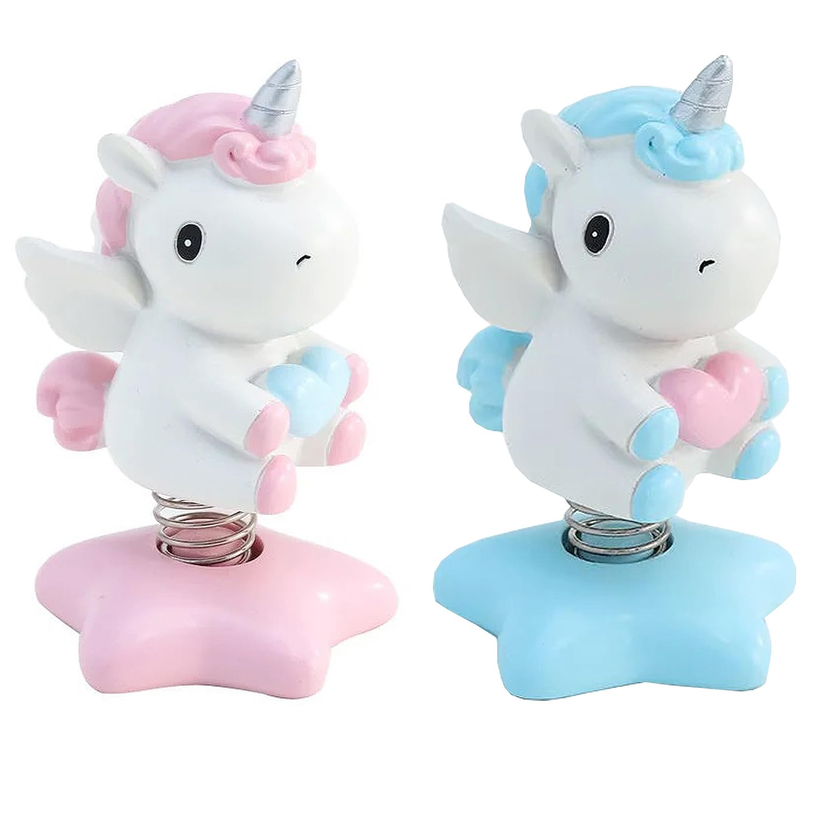 YouXiaor Licorne Secouant La Tête Figure, 2 Pièces Figurine de Licorne Ornements de Tableau de Bord de Voiture Jouets Voiture Intérieur Figurine Licorne Voiture Tableau Décoration de Tableau de Bord