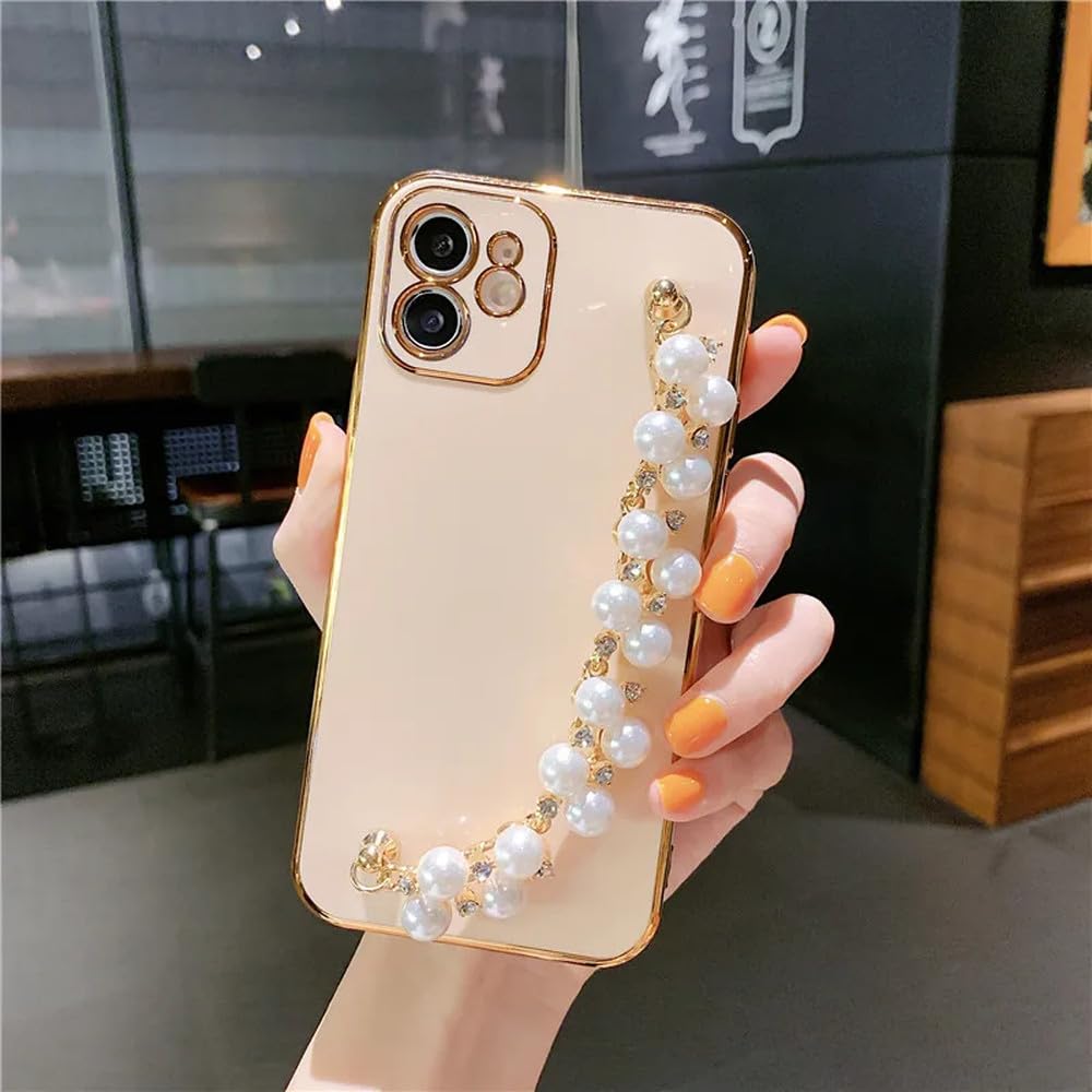 Plating Pearl Bracelet Chain Soft Case for iPhone 15 13 14 12 Pro Max 11 XS X XR 7 8 Plus…