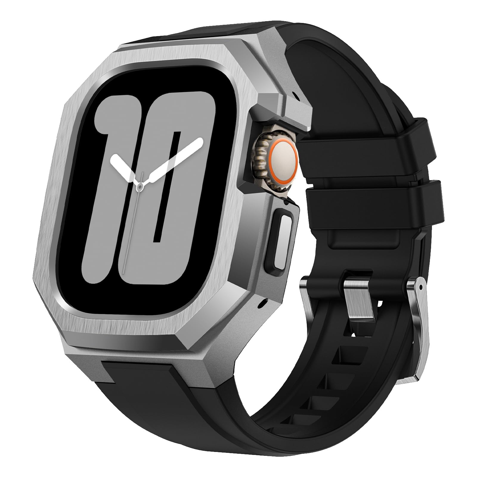 Luxury Metal Case with FKM Band for Apple Watch Ultra 4/3/2/1 49mm&amp;44~46mm
