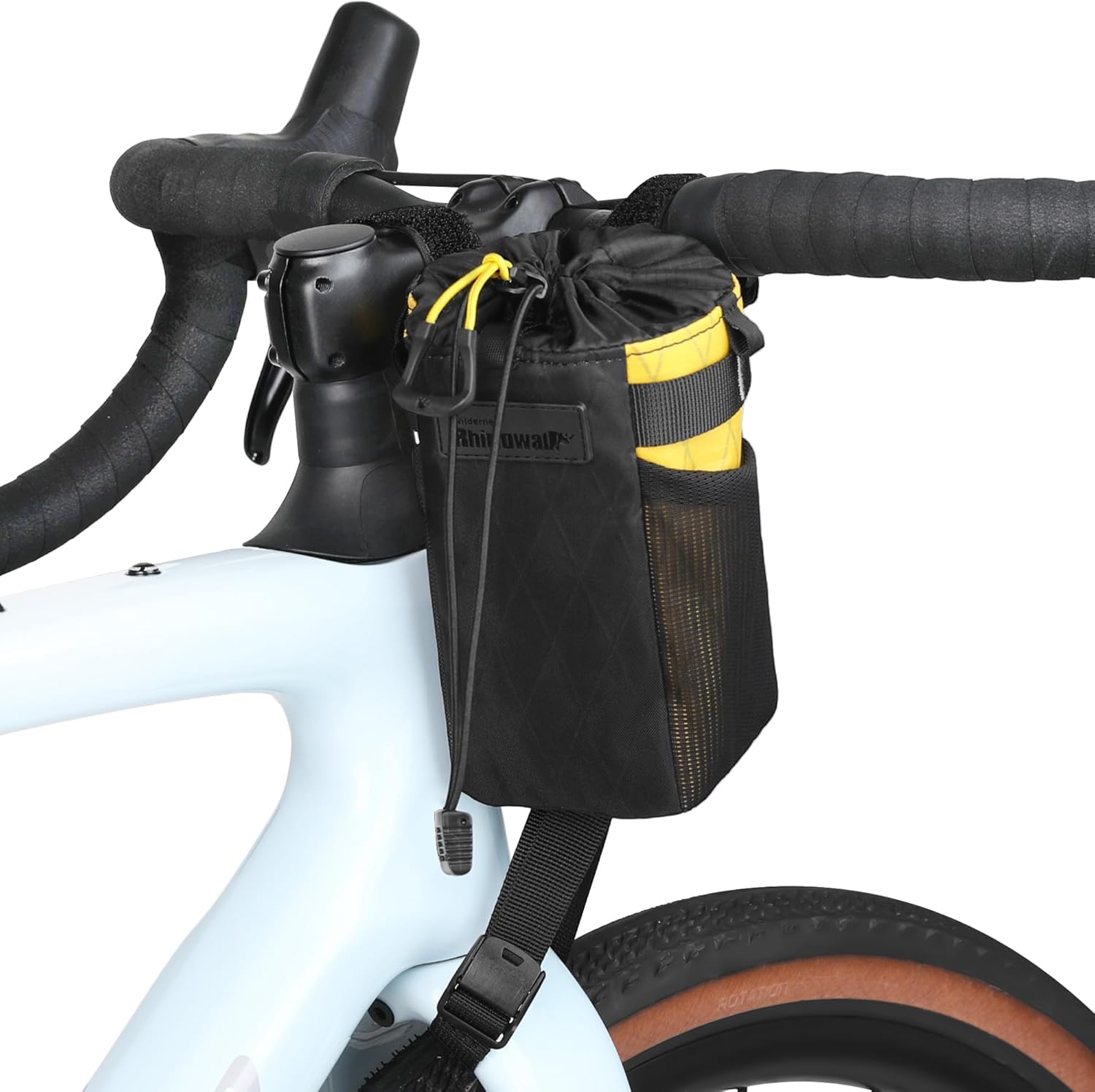 Sac pour bouteille d'eau de vélo avec fermeture rapide, isotherme et imperméable, montage à 3 points, trou de drainage, poches latérales en maille – Nylon durable pour VTT, vélo de route et