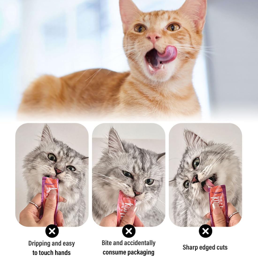 3 confezioni di mangiatoie per gatti, cucchiaio flessibile per animali domestici, cucchiaio per dolcetti per gatti, cucchiaio morbido comprimibile