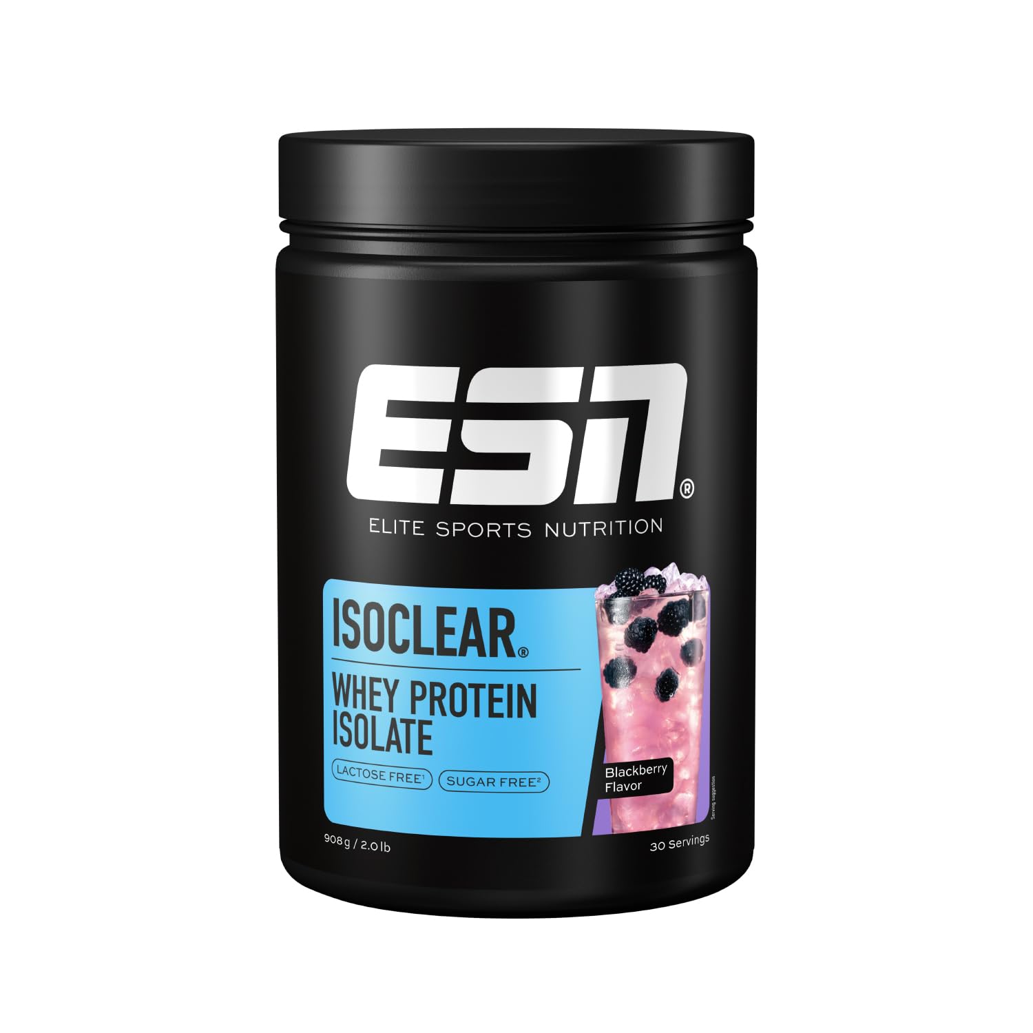 ESN ISOCLEAR Proteine isolate del siero di latte in polvere, Blackberry, 908 g, limonata proteica dal sapore fruttato e delizioso, siero di latte chiaro - made in Germany