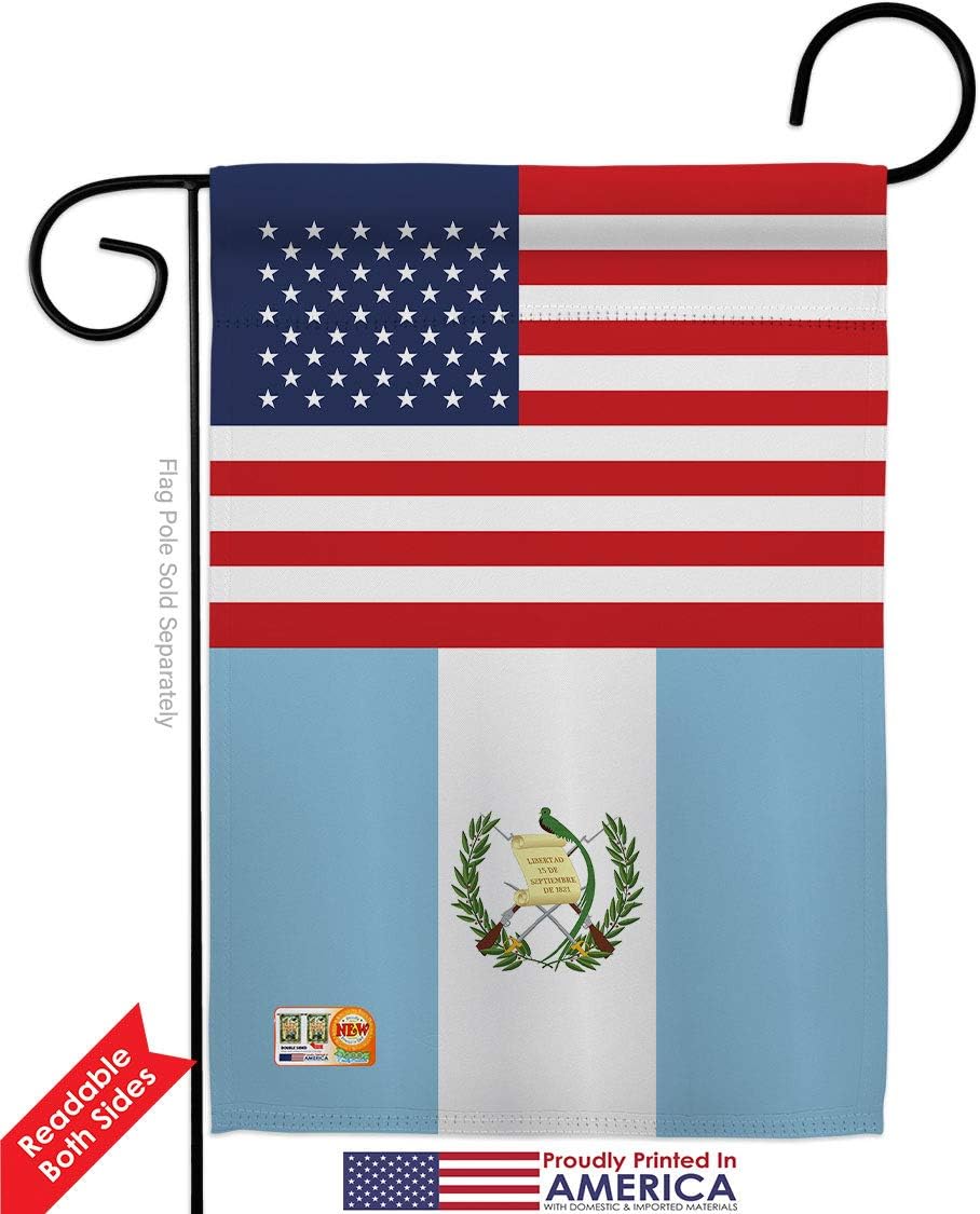 Guatemala US Friendship Garden Flag Set with Stand Regional USA American Alliance World Country Particular Area Small Decorative Gift Yard House Banner Double-Sided Made In 13 X 18.5
