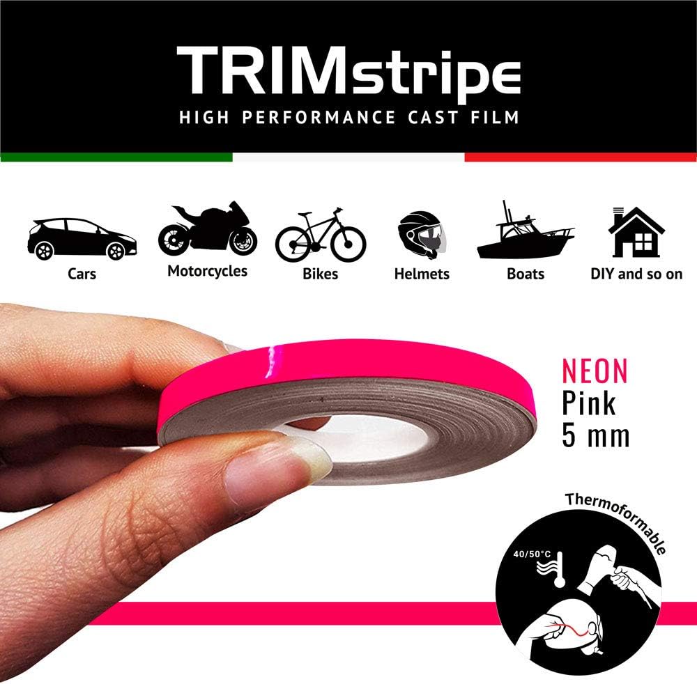 4R Quattroerre.it 10476 Trim Stripes Adhesive Strips for Cars, Neon Fuchsia, 5 mm x 10 mt