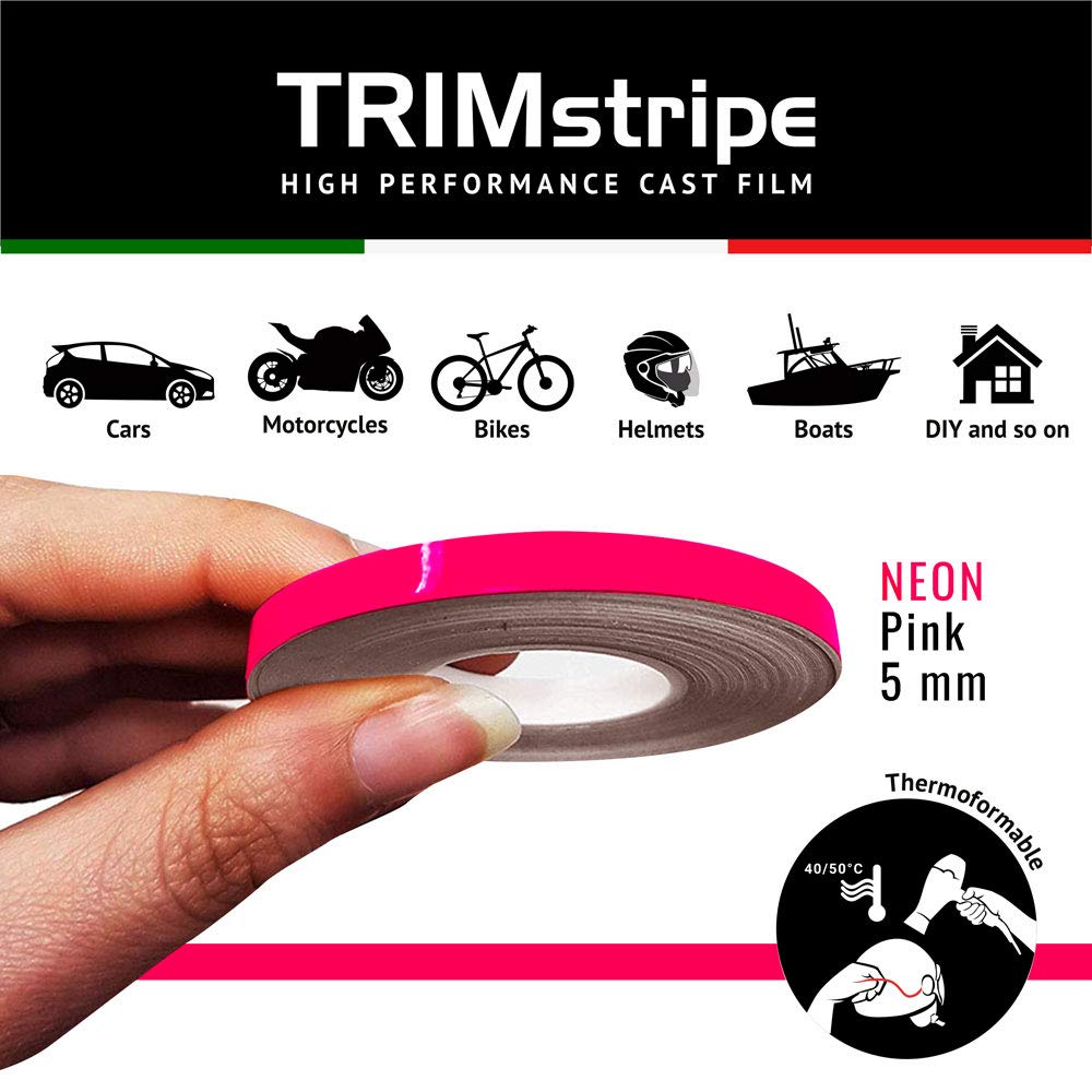 Strisce Adesive 4R Trim Stripes | Giallo Fluo, 5 Mm X 10 Mt | Vinile Termoformabile Per Auto E Moto - Foto 3