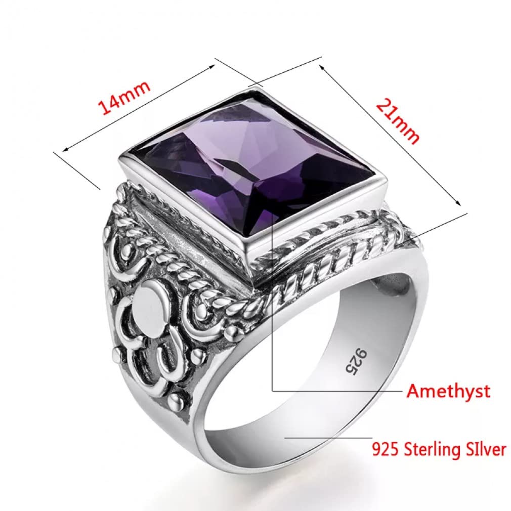 Herren Amethyst Silberring Massiver 925er Sterling Silber Herrenringe Schmuck