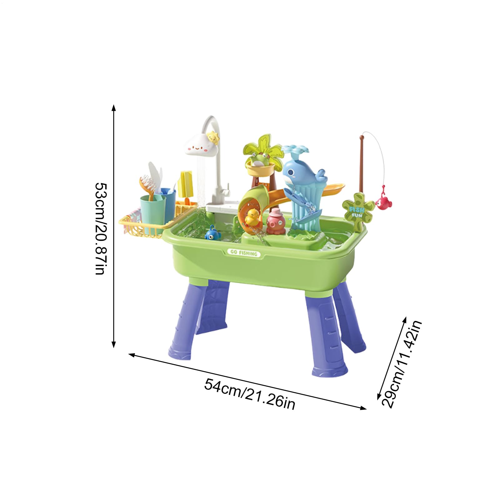 Générique Tables d'eau D'extérieur pour Enfant - Ensemble De Jeu De Pêche 4-en-1 avec Pompe Et Eau Courante pour Garçons Et Filles De 4 À 8 Ans, Jeux D'extérieur, Piscine, Anniversaire, Cadeau