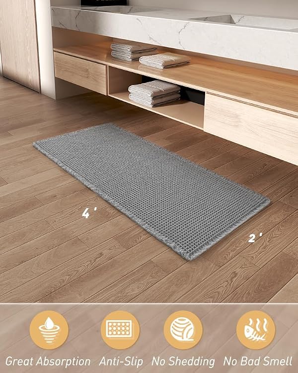 AMOAMI Upgraded Waffle Grey Bath Mat 2' x 4' by AMOAMI - Used condition - Image 6