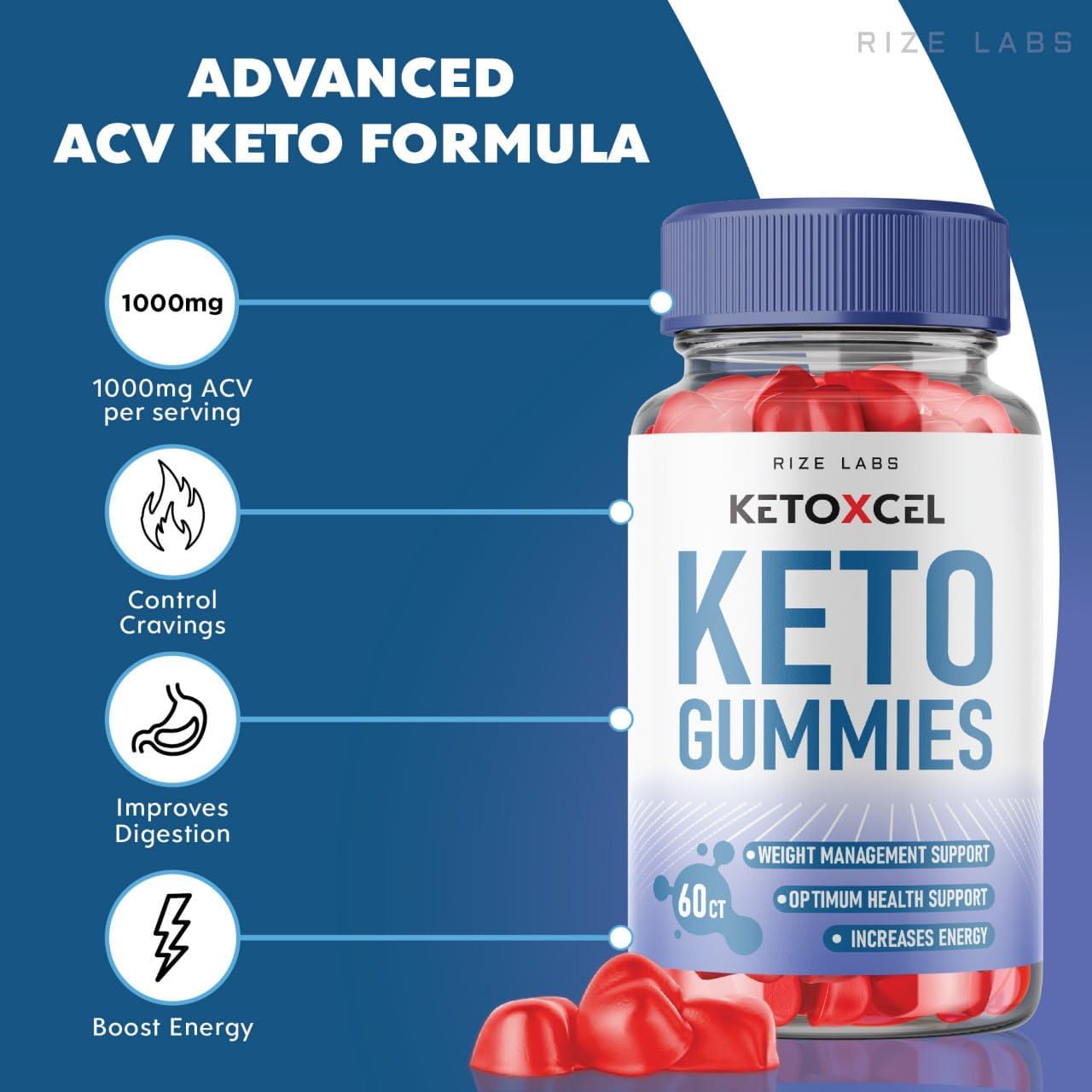 rize labs - KetoXcel ACV Keto Gummies for Advanced Weight Loss with Apple Cider Vinegar, Supplement Helps in Reducing Belly Fat (300 Gummies)