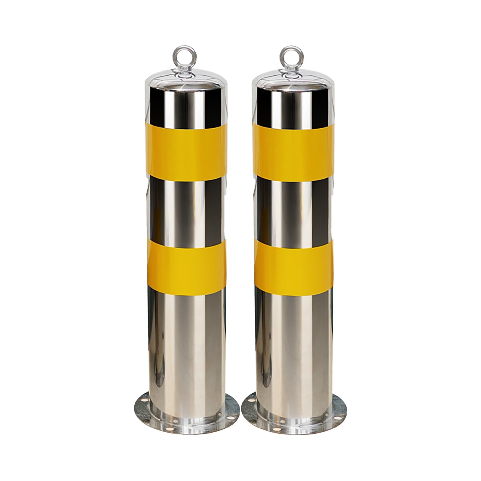 HCZKIUJY Parking Bollard with Reflective Tape - Durable Safety Barrier for Driveways and Traffic Control - Includes Anchor Bolts (2pcs)