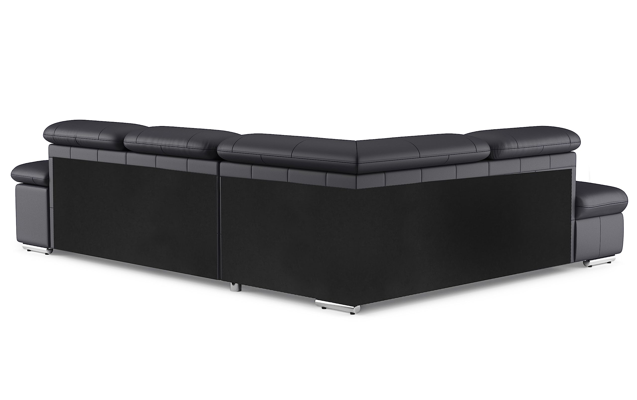 CAVADORE Valerie Canapé-lit en Cuir véritable avec méridienne/Canapé d'angle avec Fonction lit + tête de lit réglable / 272 x 73 x 226 cm/Cuir Noir