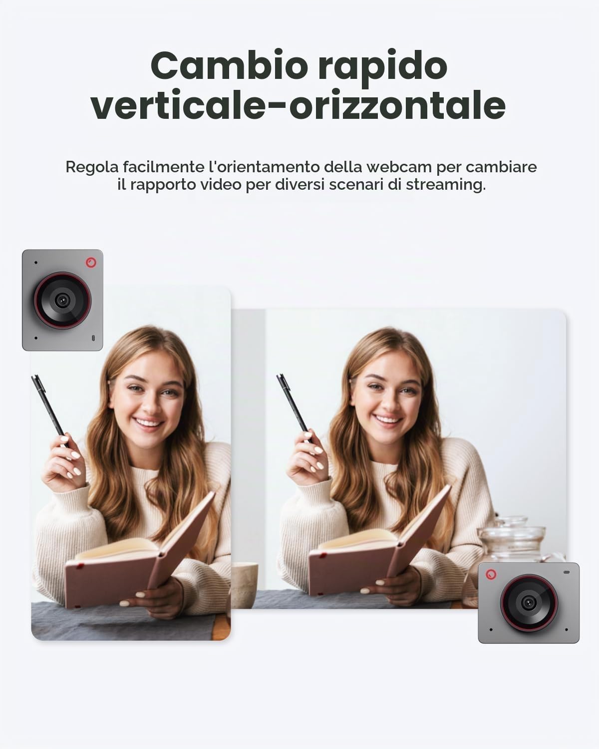 OBSBOT Meet 2 Ultra HD 4K Streaming Webcam, 1080p at 60 FPS, Videokonferenz Kamera mit KI Automatischem Bildausschnitt, USB-C, Dual Noise Reducing Mics, Ideal for Gaming or Streaming- Grau