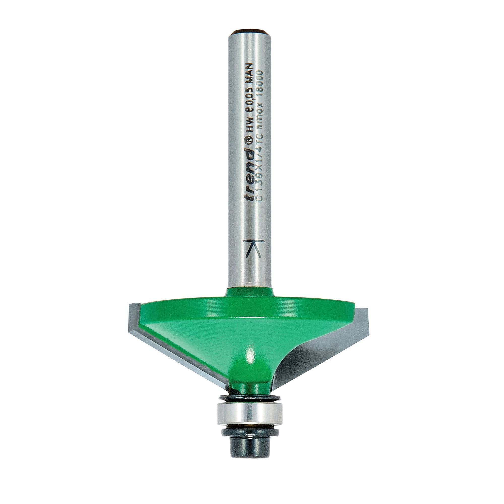 Trend CraftPro Fasenfräser-Bit, 1/4-Zoll-Schaft, 35,1 mm Schnittdurchmesser und 30-Grad-V-Nut, Wolframkarbidspitze, C139X1/4TC