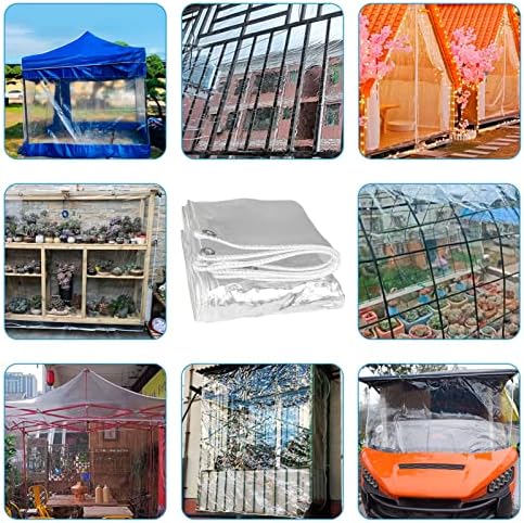 1.8X Transparent PVC Waterproof Tarpaulin Cloth with Eyelets,100% Water Heavy Duty Clear Tarp Dustproof, Tear and Cold Weather Tarps Curtain (Size : 1x2m)