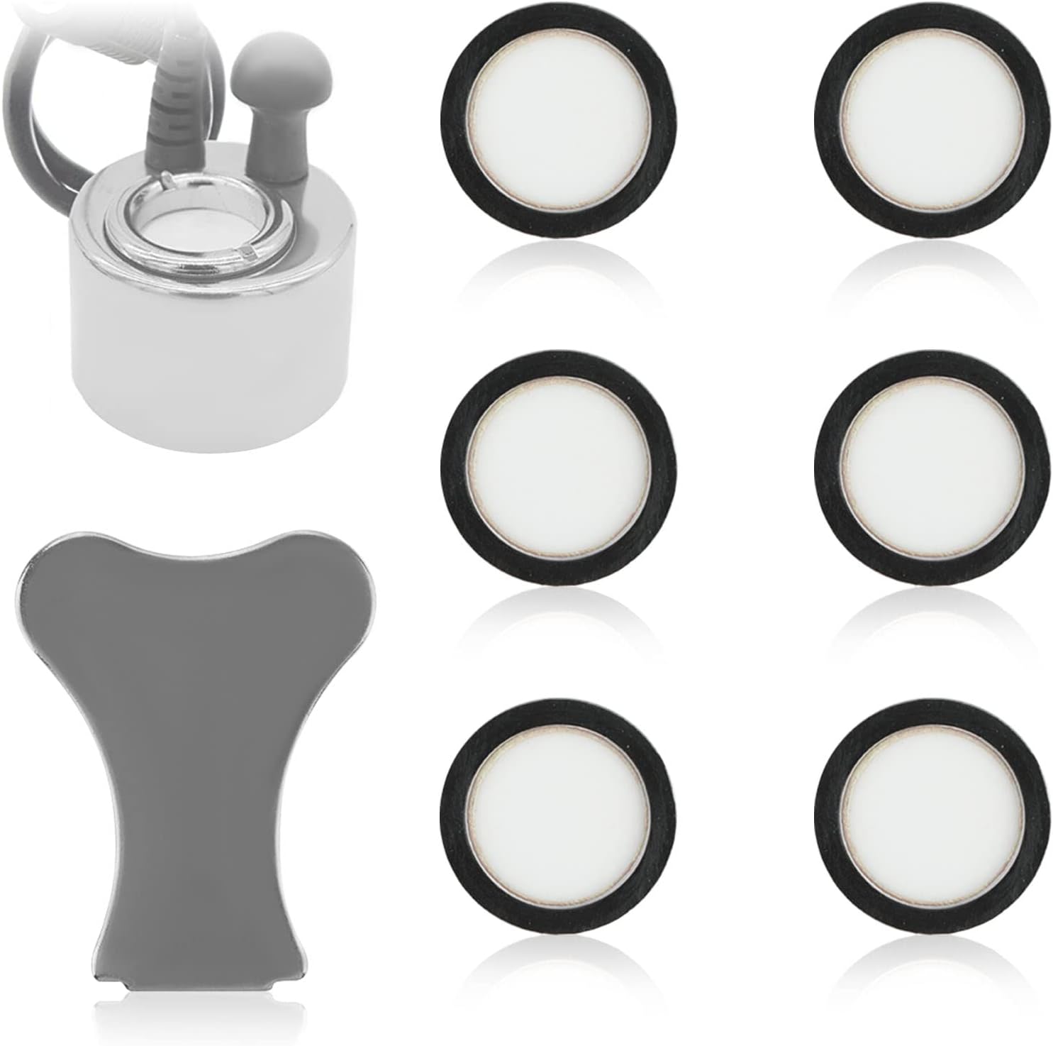 Aimfact Transducer Discs Kit,Dimplex Optimyst Spares include 6 Pcs Electric Wall Fire Heater Glass Opti-myst Replacement Transducer Disks with 1Pcs Removel Cap Tool Stove Parts Spares Electric Discs