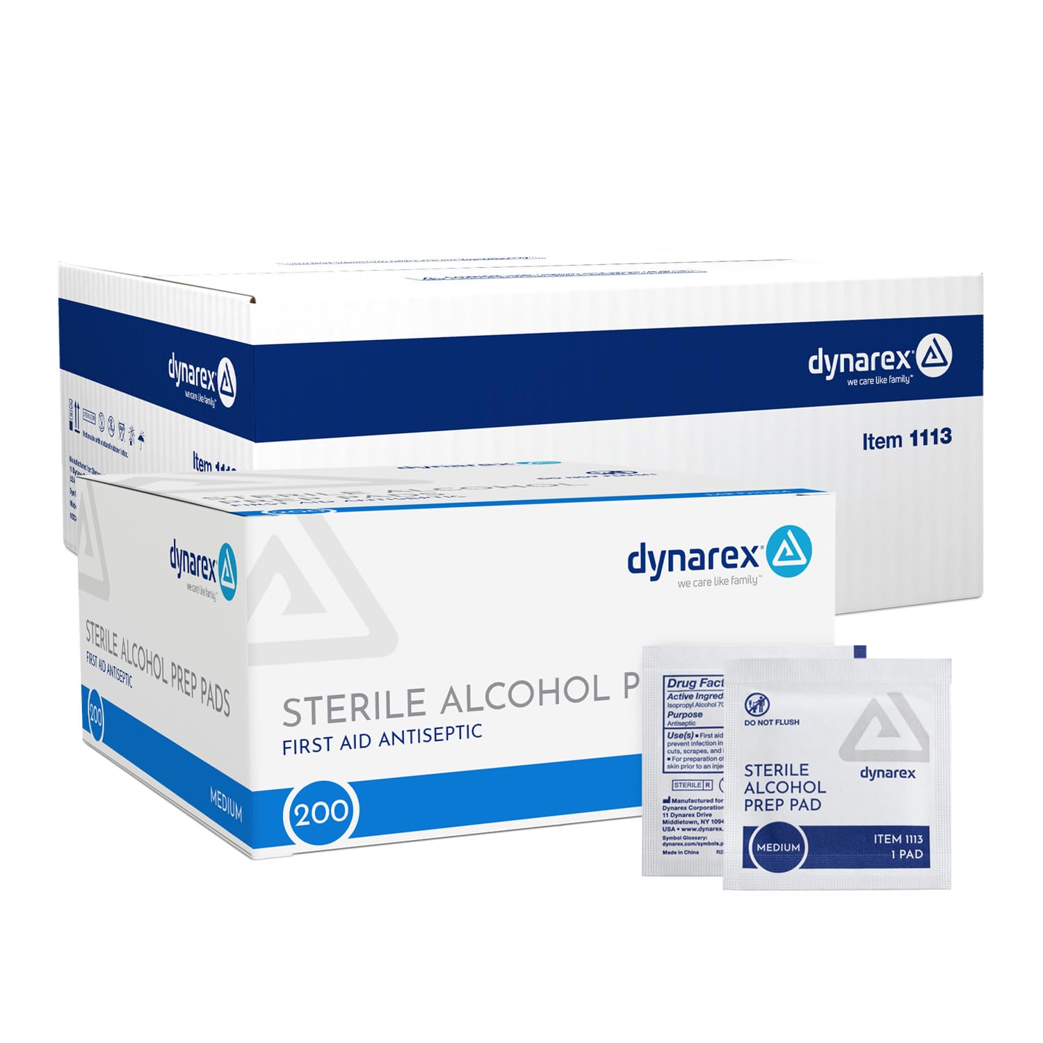 Dynarex Alcohol Prep Pads Medical-Grade and Non-Woven Prep Pads Saturated with 70 Isopropyl Alcohol Rapid-Acting Antiseptic Wipes 1-Ply