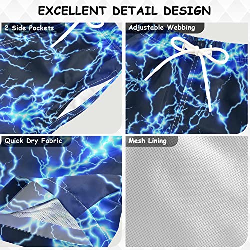 Blue Electric Lightning Boys Swim Trunks Toddler Swim Shorts Swimsuit for Beach Hawaii Vacation M3