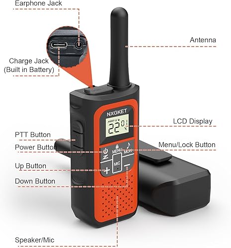 Miniatura 3 de Walkie Talkies de largo alcance para adultos Walkie Talkies recargables de larga distancia, paquete de 4 con radios FRS de 2 vías, Waki Taki NOAA