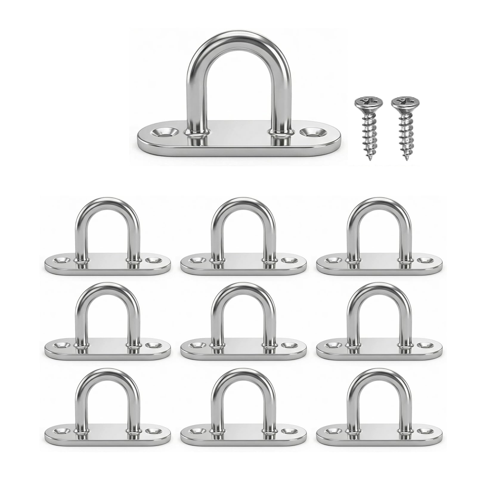 10 Pcs M5 Eye Hooks, Stainless Steel Pad Eye Plate Pads Metal Ceiling Hooks
