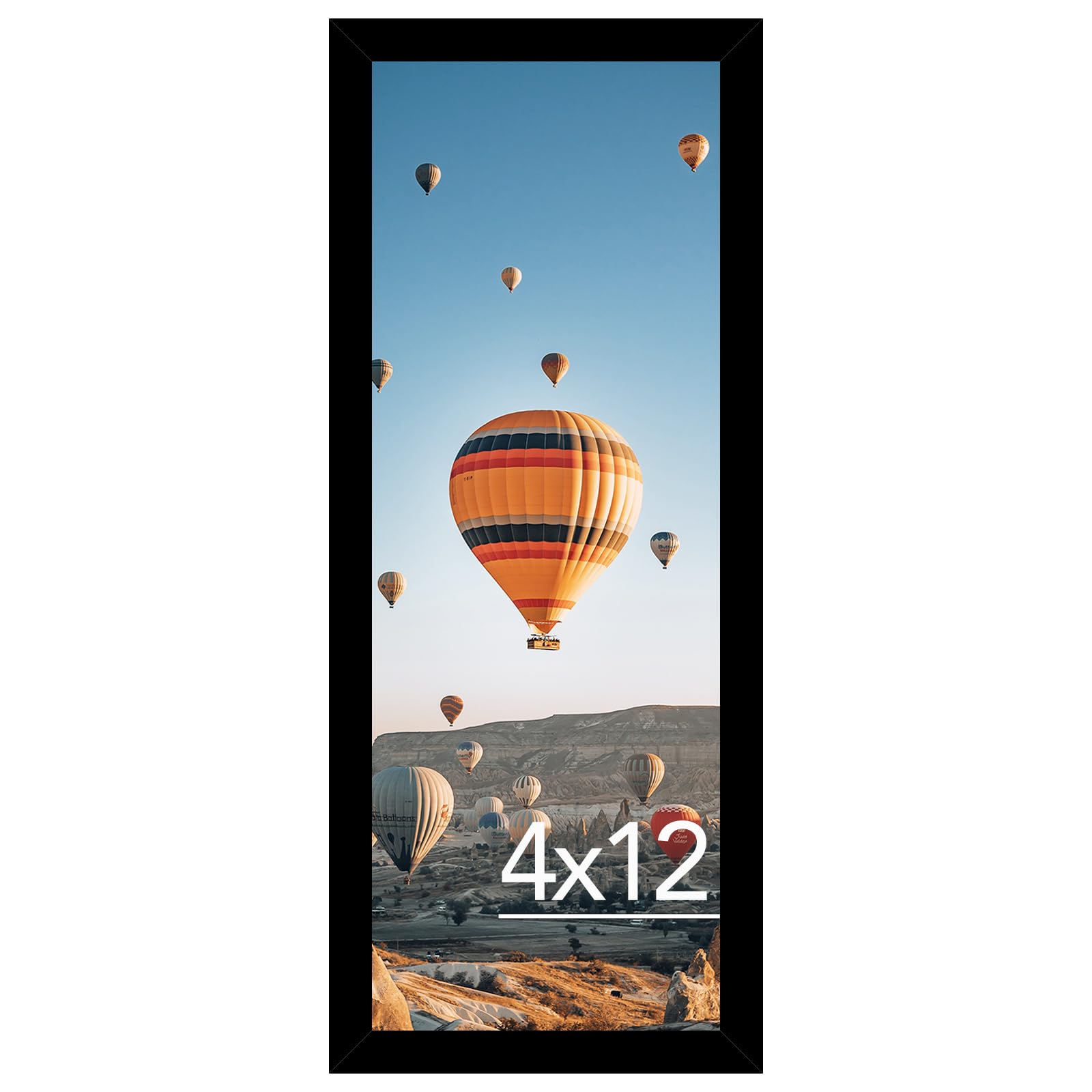 JCJMY 4x12 Picture Frame Black for Wall Hanging or Tabletop, Wall Mounting Horizontally or Vertically, 4 x 12 Wall Gallery Poster Photo Frame with Shatter Resistant Plexiglass, Black