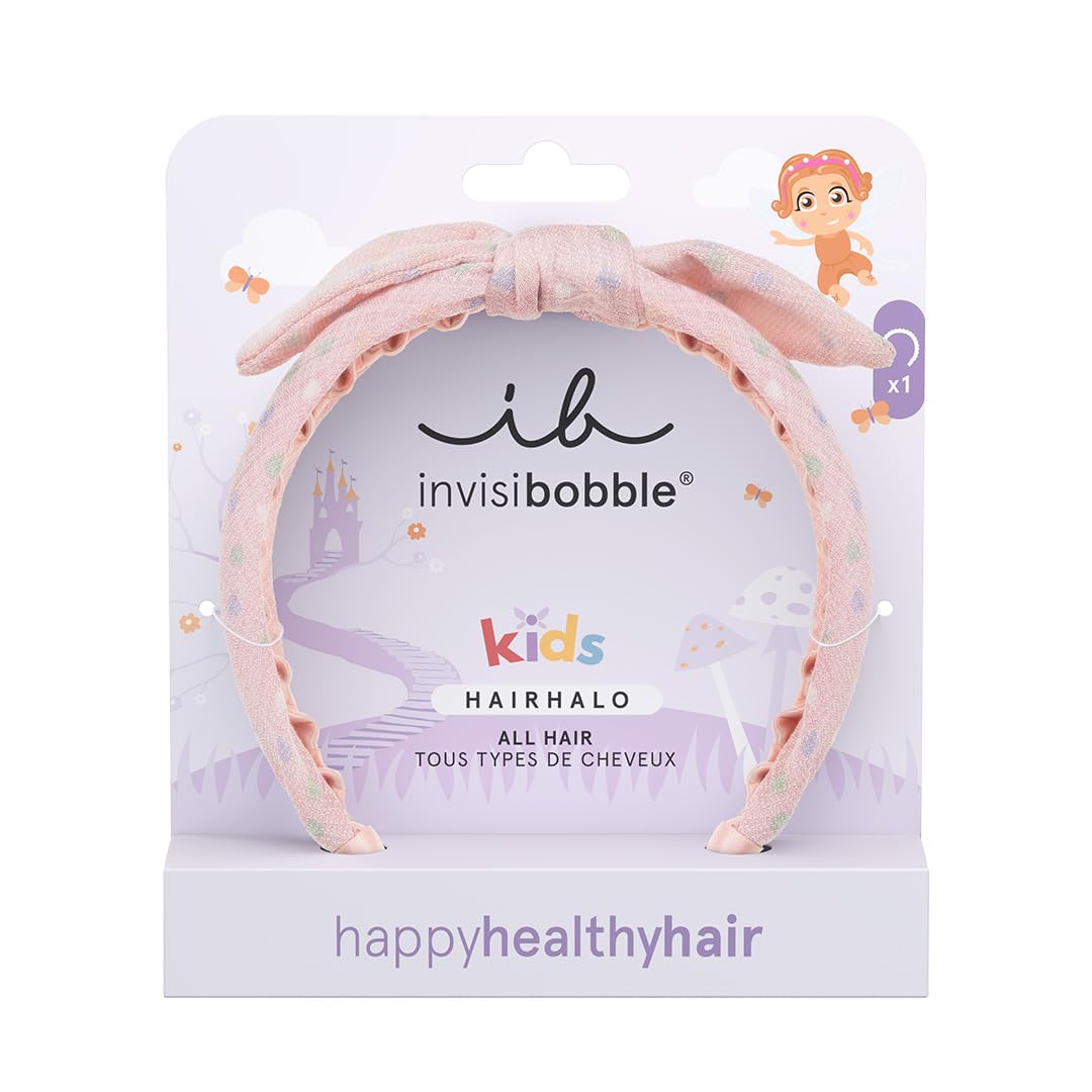 Invisibobble diadema para niña rosa con lazo Hairhalo Kids x1 - Diadema niña con forma adaptable - Diadema bebe niña con sujeción fuerte pero muy cómoda