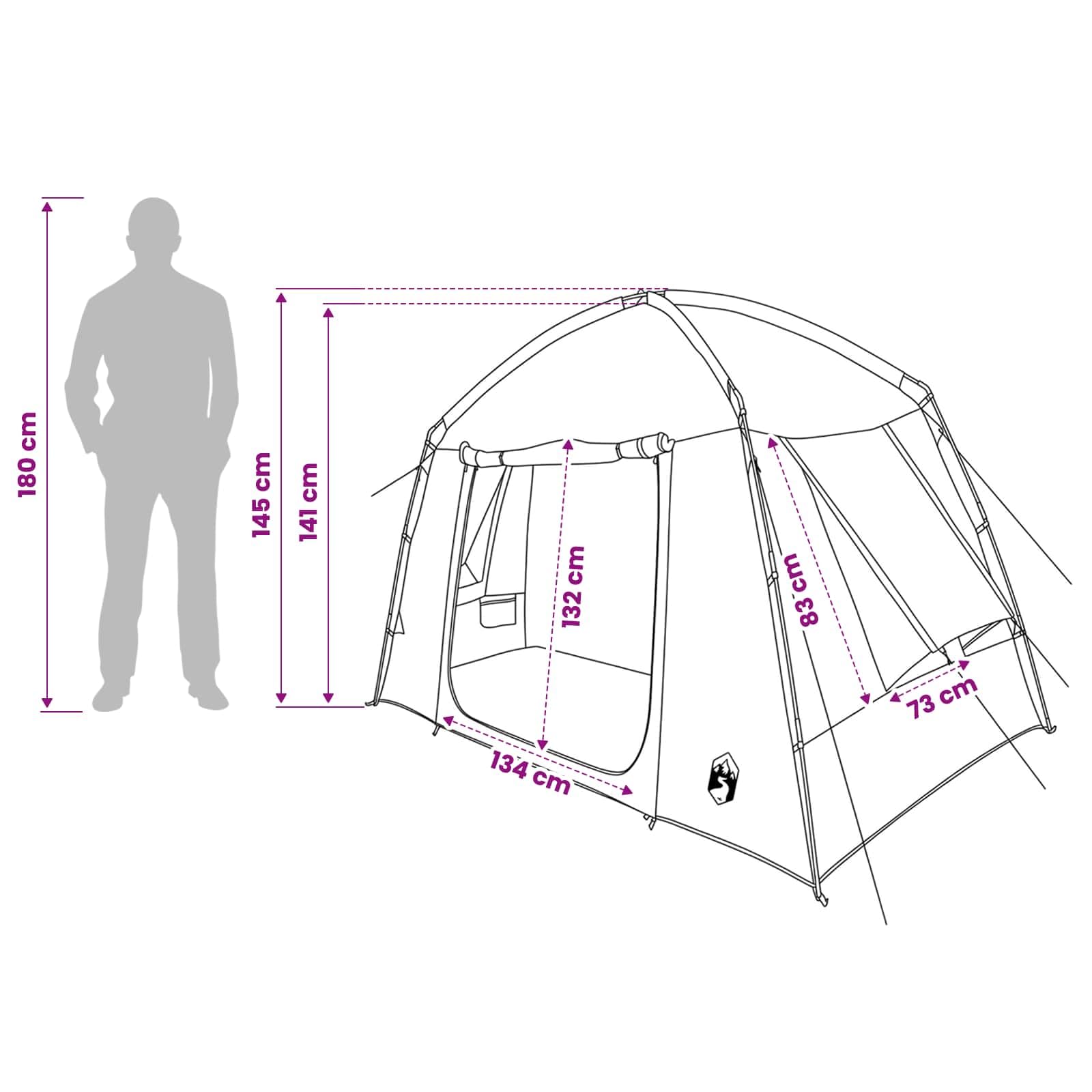 Hütten-Zelt Cabin Zelt Olivegrün aus Polyester 210 x 210 x 138 cm für Camping Familie, Outdoor Event, wasserdicht und mit Luftöffnung