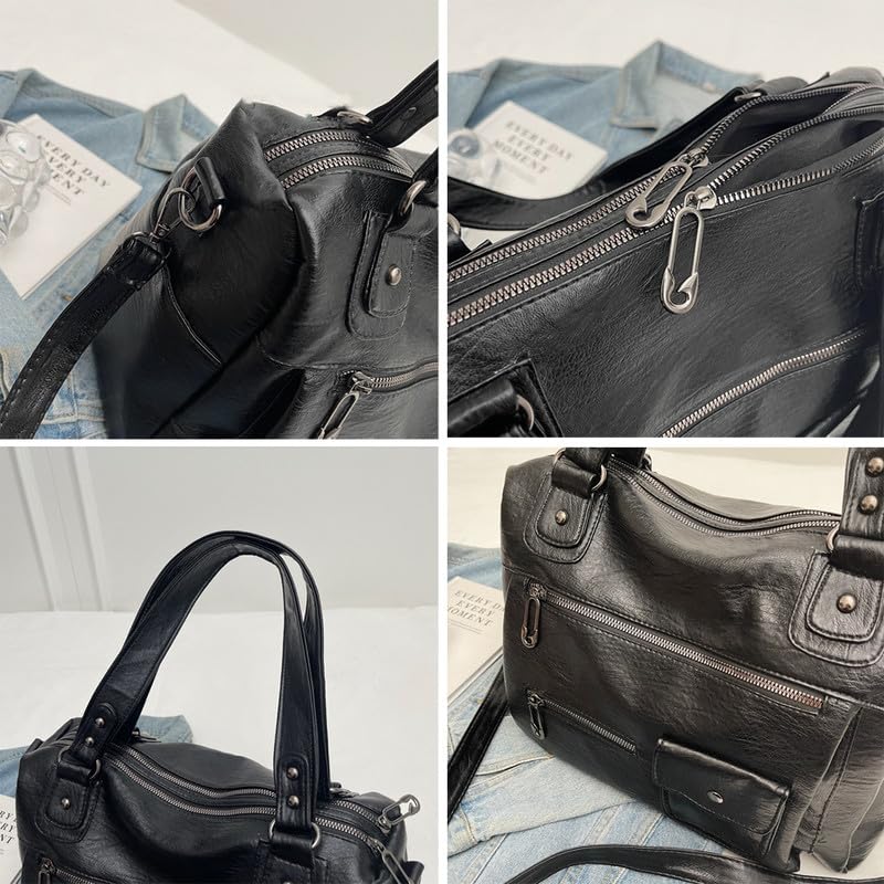 Borsa Bauletto con Tracolla da Donna in Pelle Sintetica Hobo Borsa a mano Sacchetto Borsa a spalla Donna Borse Manici Lunghi Donne Borsetta Borse a tracolla Marrone