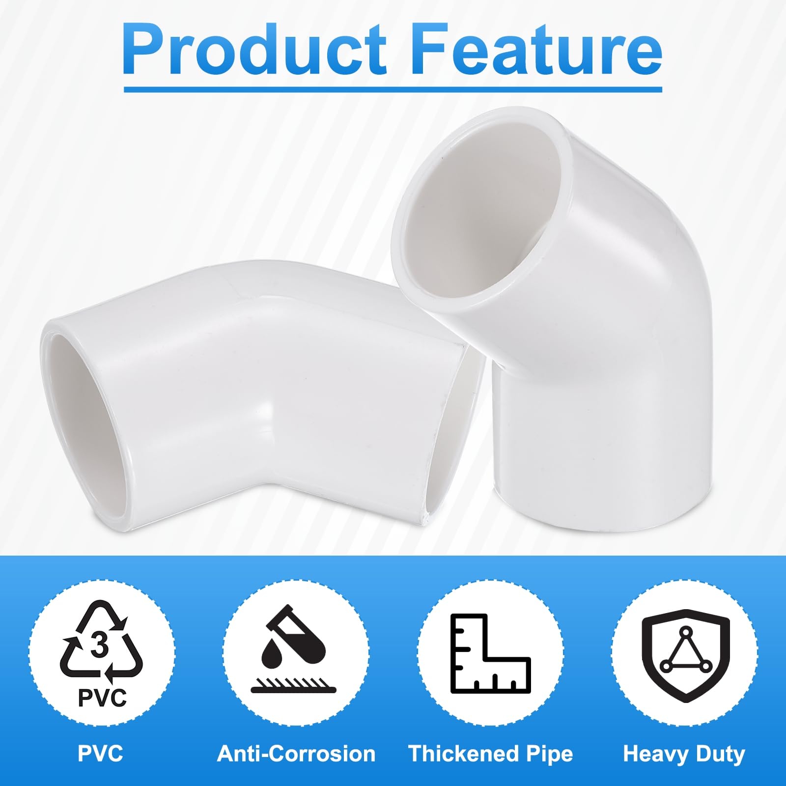 HARFINGTON 8 accesorios de tubería de codo de 45 grados, 2 1/2 pulgadas, 2 vías, conectores de esquina de grado de muebles, codo de ángulo para alcantarillado, fontanería, desagüe, suministros de