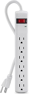 Belkin 6-Outlet Power Strip Surge Protector with 3-Foot Power Cord, 300 Joules (F5C047),White