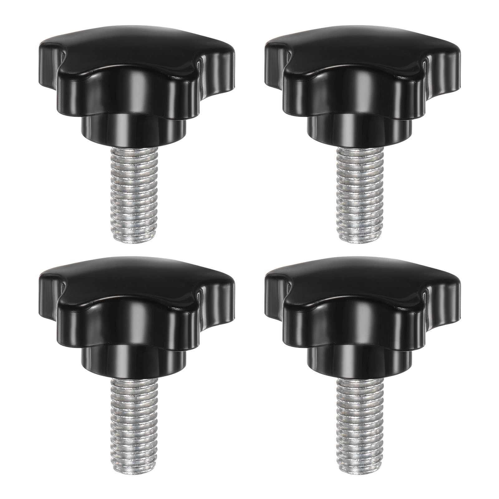 HARFINGTON 4pcs Star Clamping Knobs M10 x 20mm Metric Male Thread 39mm Large Plastic 5-Star Head Hand Tightening Thumb Screw Jig Knob Handle, Black