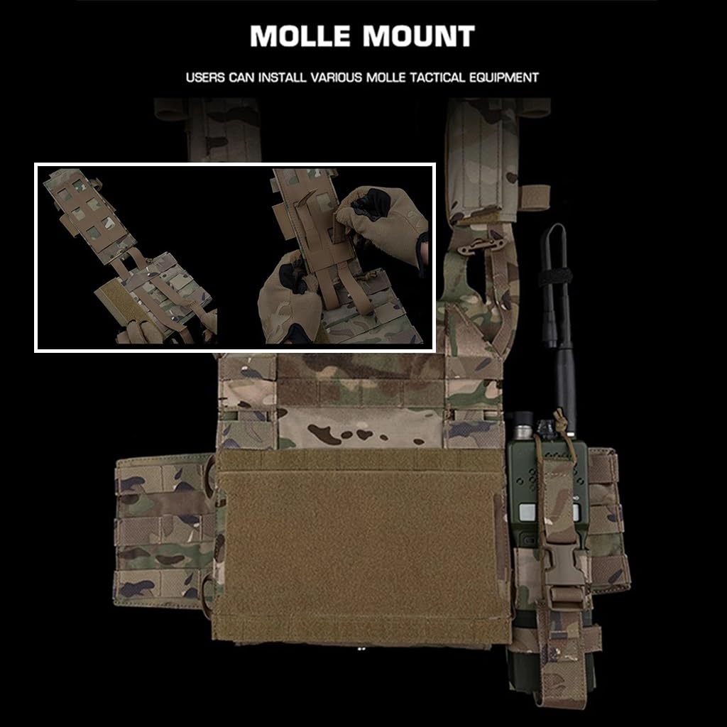 WLXW Taktischer Plattenträger, Seitliches Molle-Panel-Set for Airsoft-Jagdweste, Brustgurt-Ausrüstung, Passend for Magazintasche/Funktasche