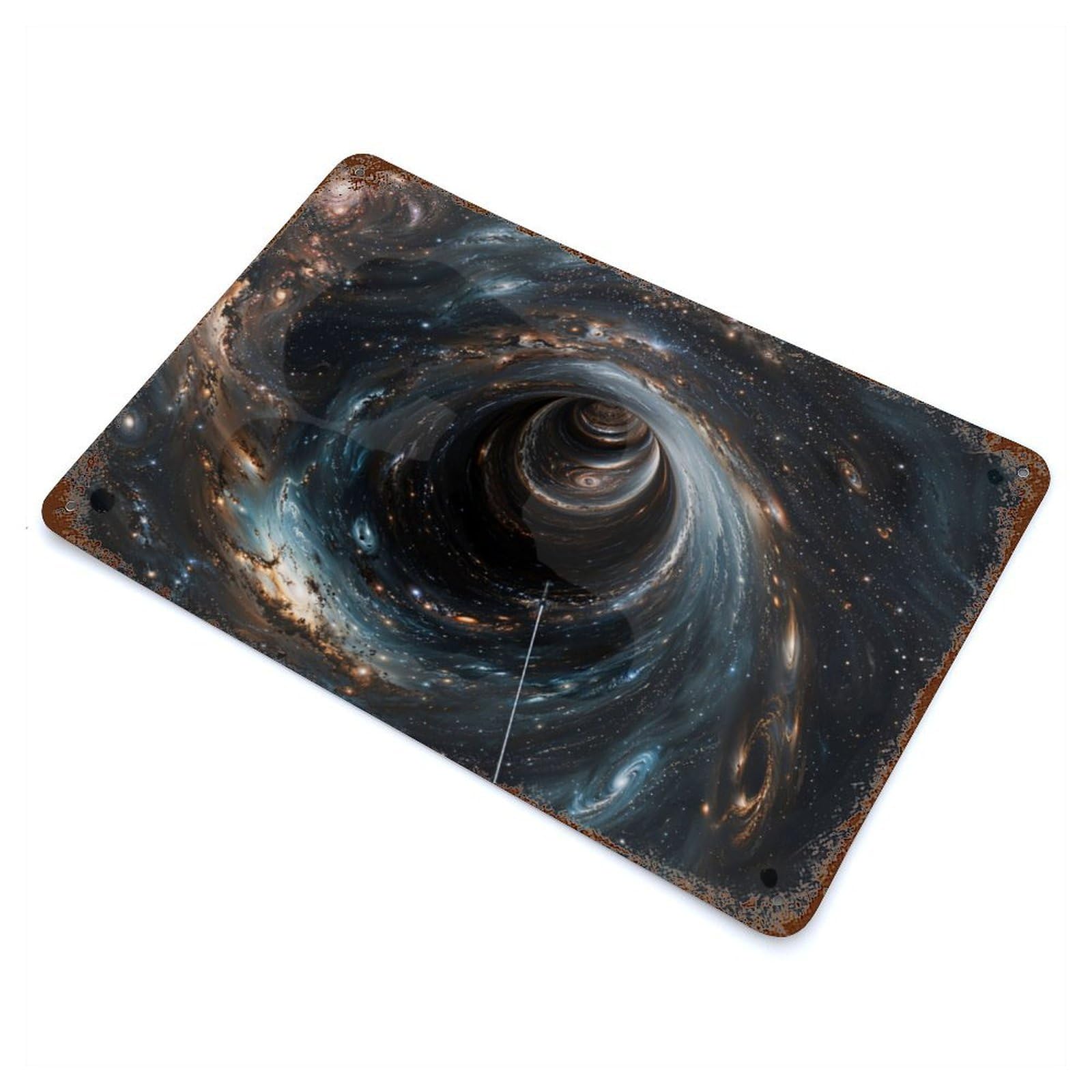 Interstellar Warp Voyage Rusty Metal Tin Sign 11.8"x7.9", Ideal for Farmhouse, Kitchen And Entryway Decor